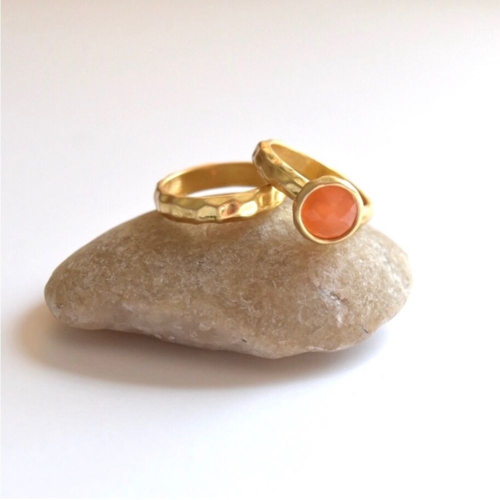 Anthropologie Hammered 2 Ring Set, Size 7 NWT